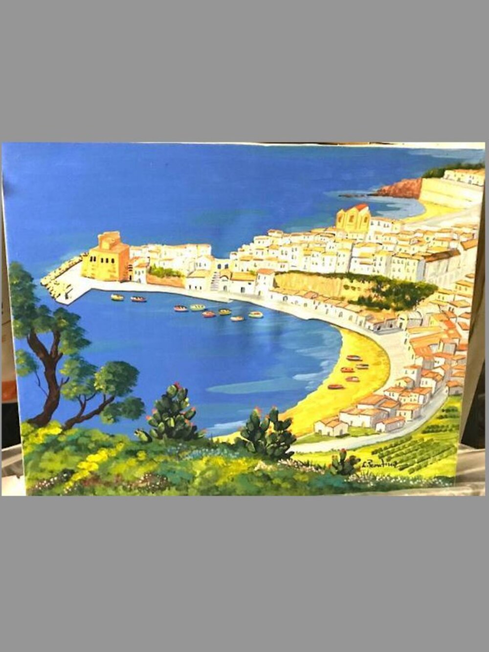‘Mediterranean Coast’ Original Canvas Painting Artwork